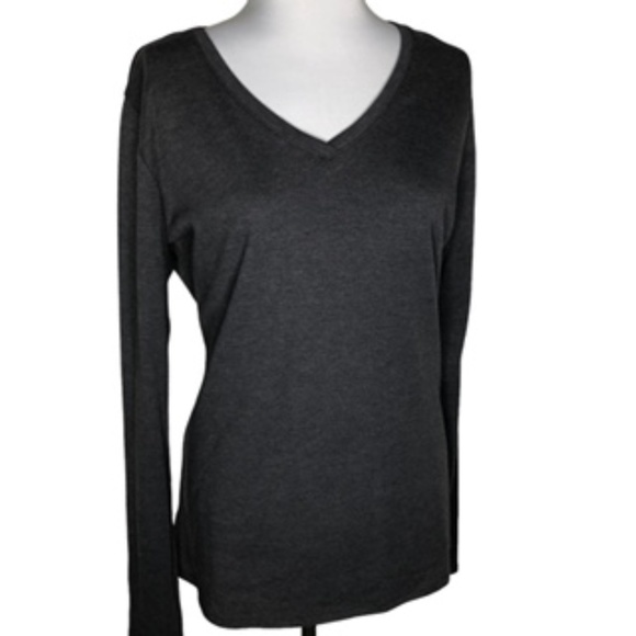 bcg Tops - bcg V-Neck Long Sleeve Dark Gray T-Shirt Size 2XL
